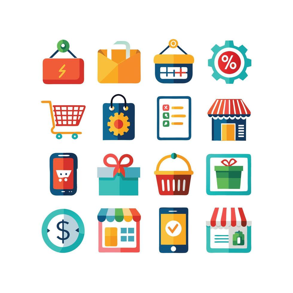 Retail and Shopping Icon Set Collection Illustration vector