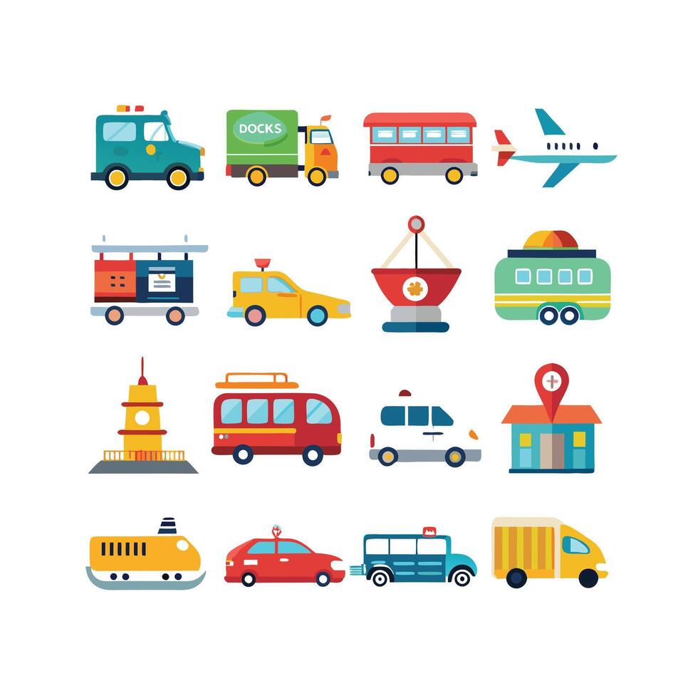 Transportation Icon Set Collection Illustration vector