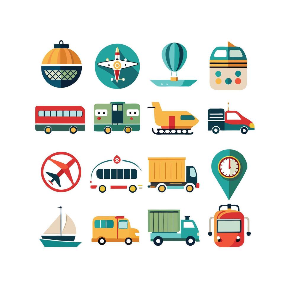 Transportation Icon Set Collection Illustration vector