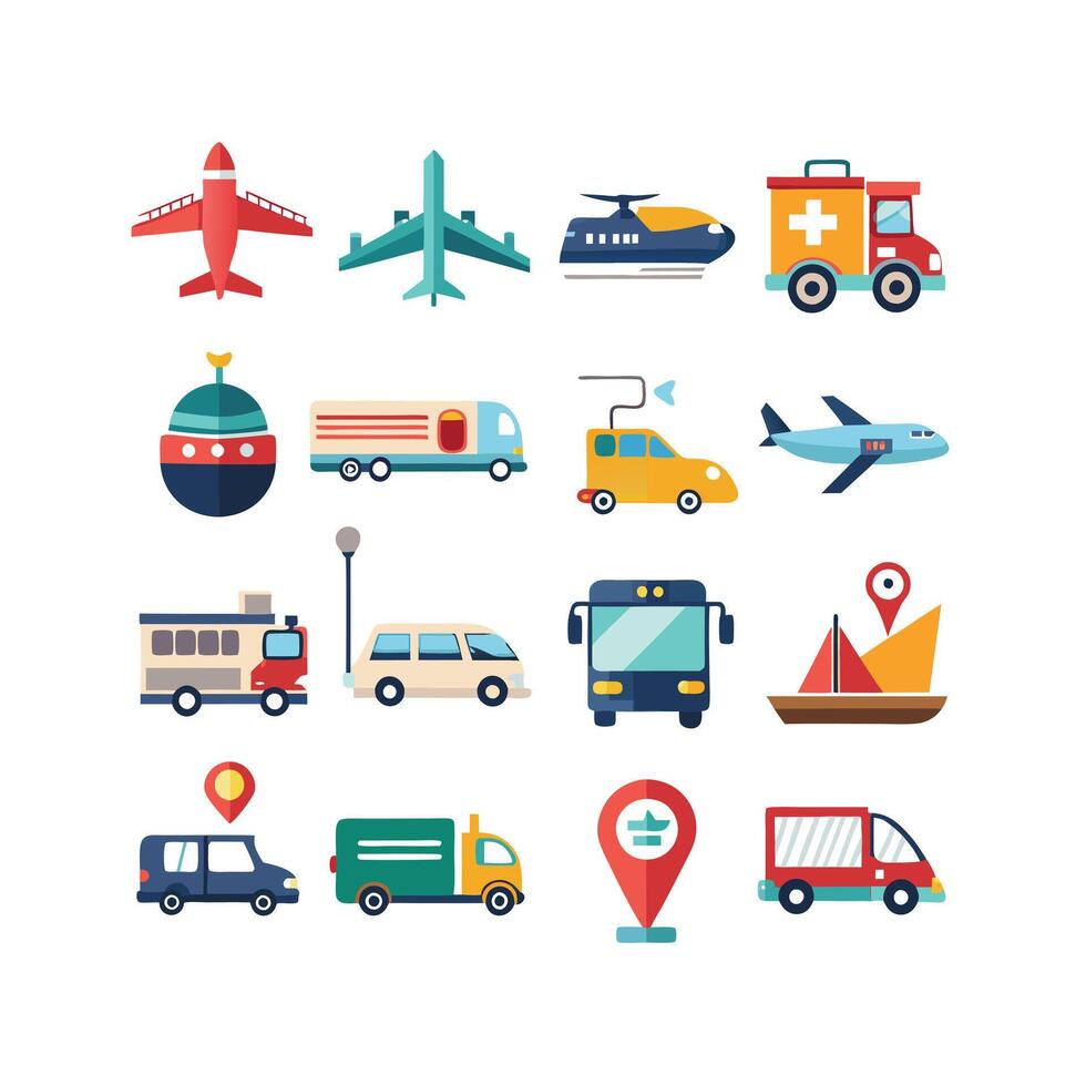 Transportation Icon Set Collection Illustration vector