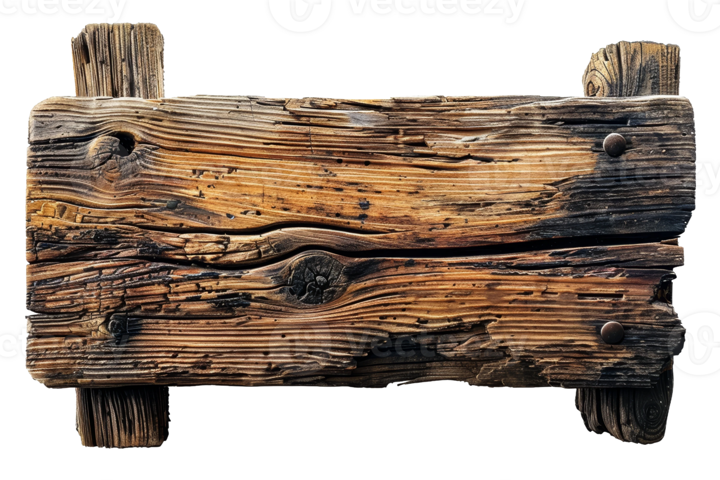 Rustic Wooden Sign with Knots and Nails png