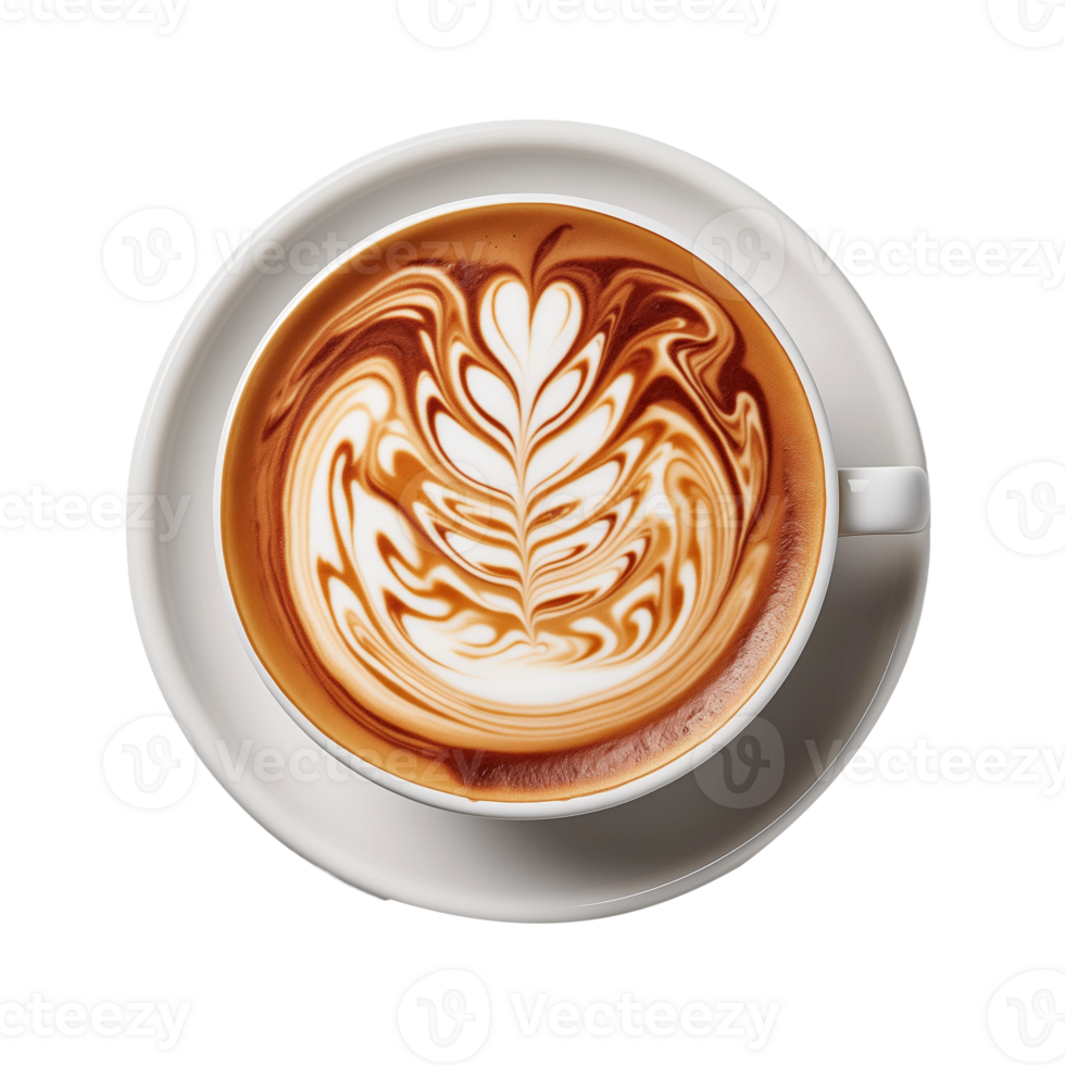 Top View of a Latte with Latte Art png