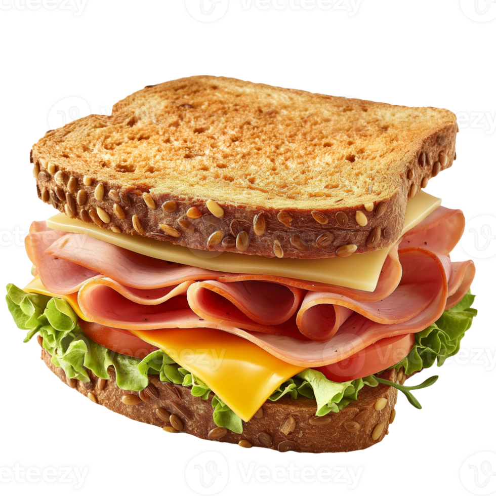Ham and cheese sandwich with lettuce and tomato png