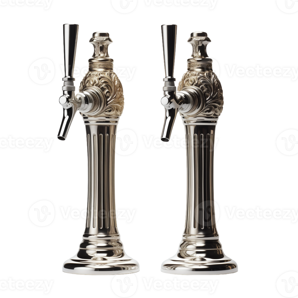 Two Elegant Chrome Beer Taps png