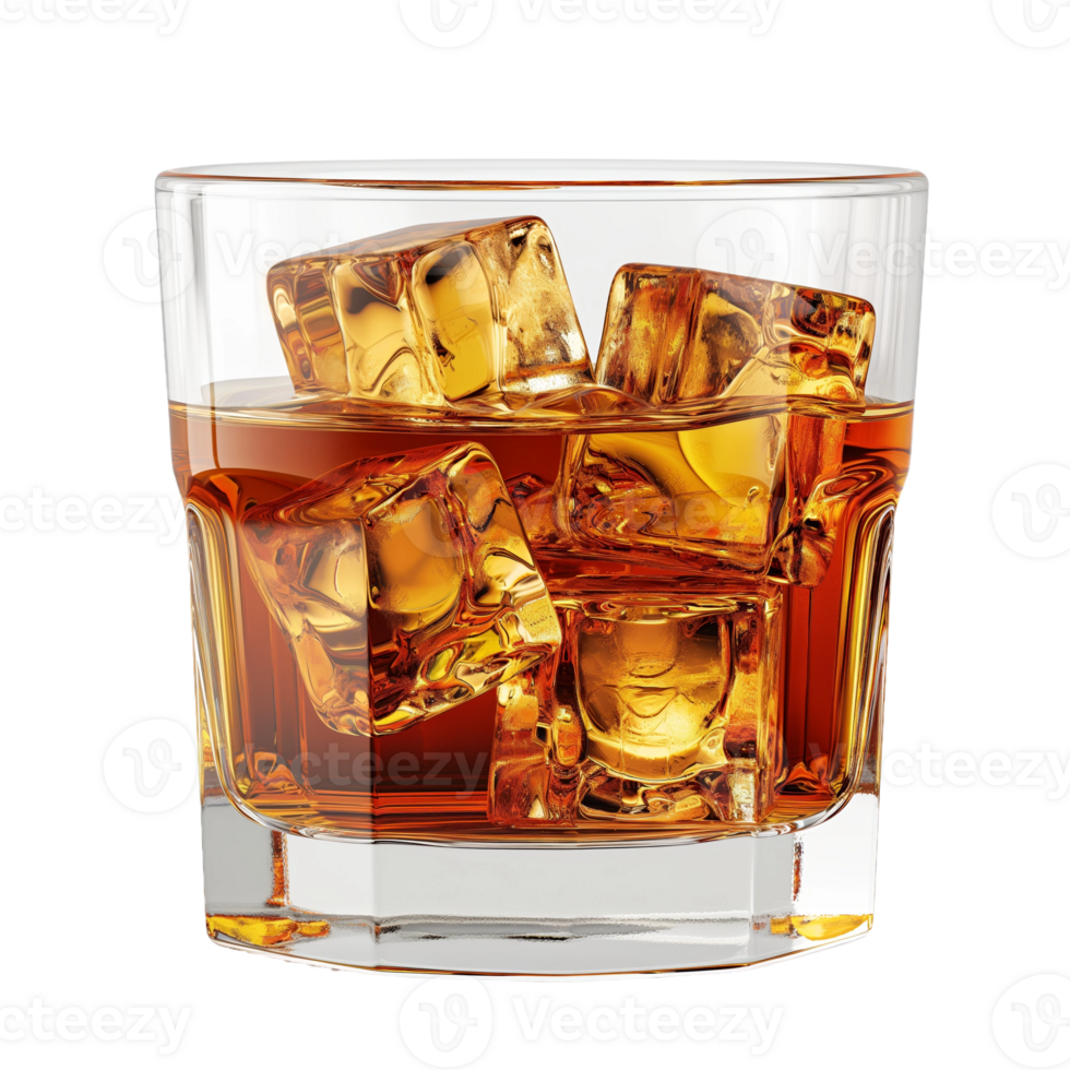 Glass of Whiskey with Ice png