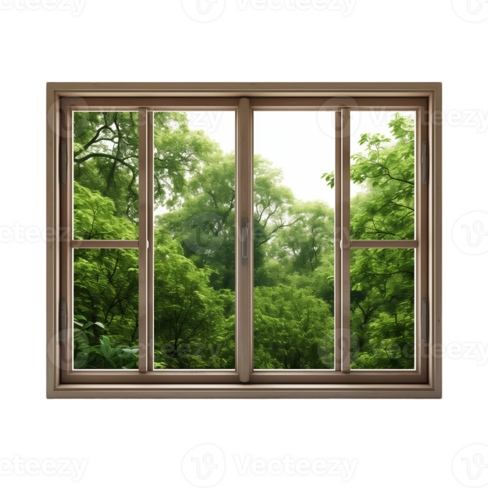 A Window View into a Lush Green Forest png