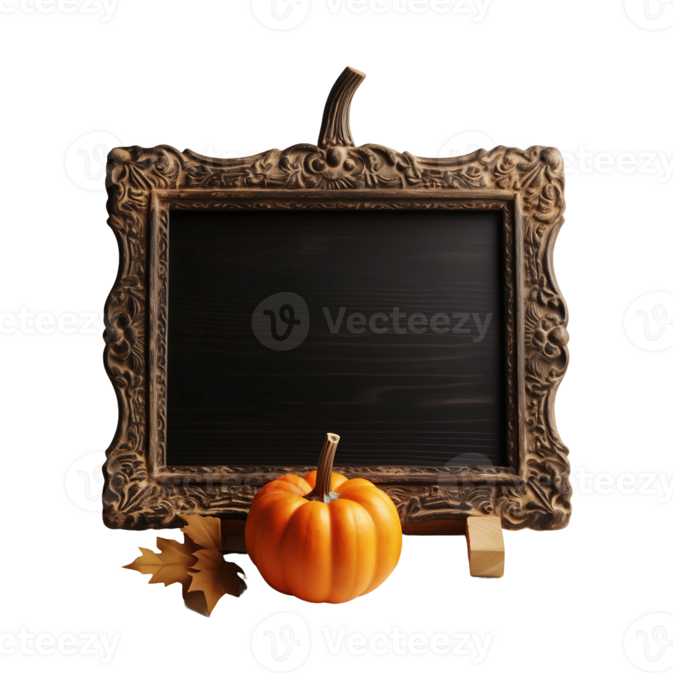 Ornate Frame with Pumpkin and Leaf png