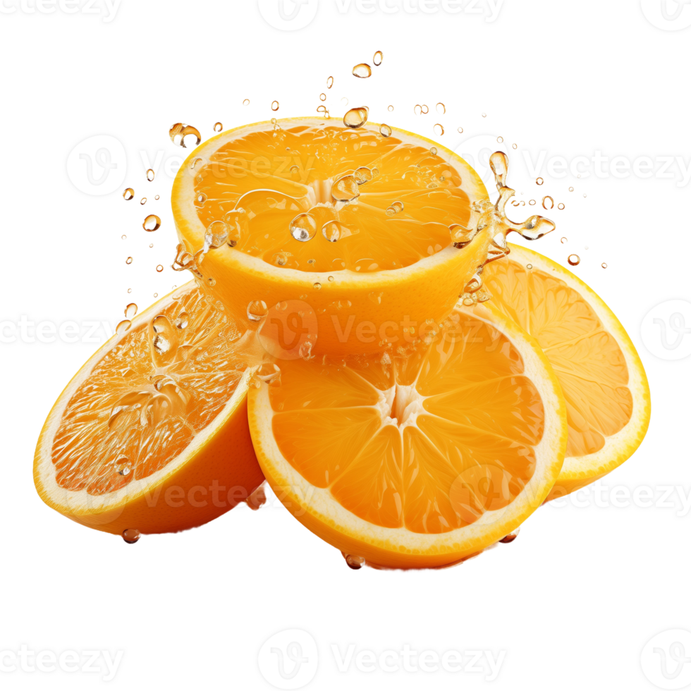 Orange Slices with Splashing Juice png