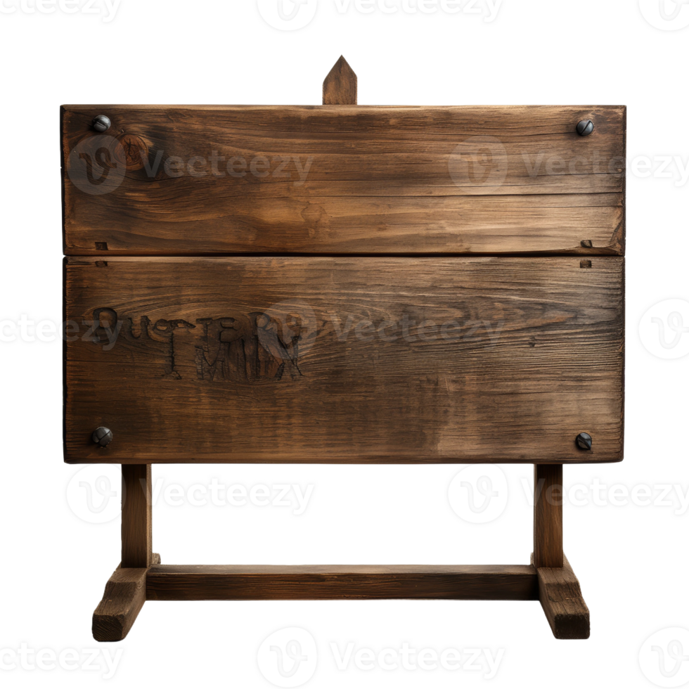 Rustic Wooden Sign with Carved Text png