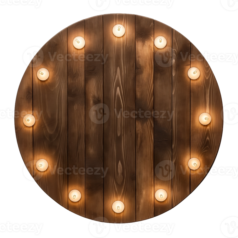 Round wooden board with small glowing lights png