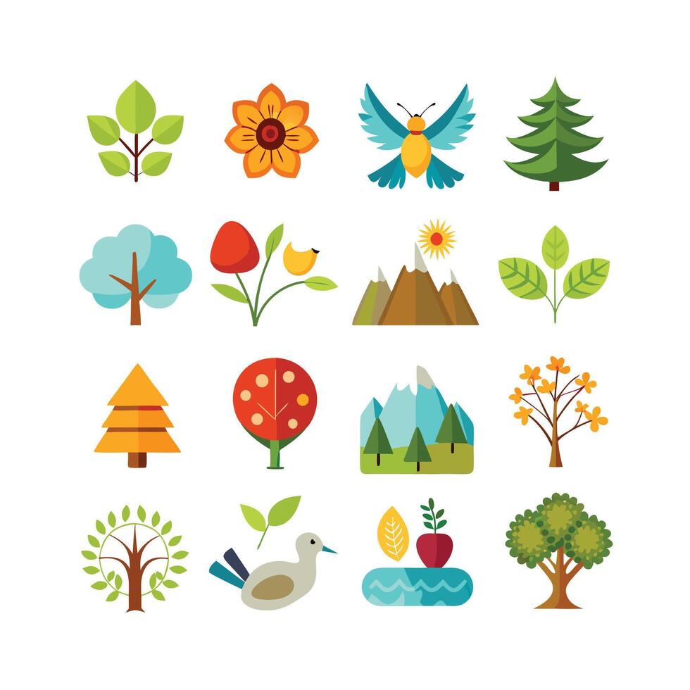 Nature Icon Set Collection Illustration vector