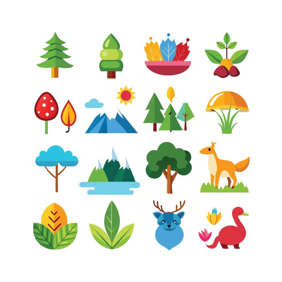Nature Icon Set Collection Illustration vector