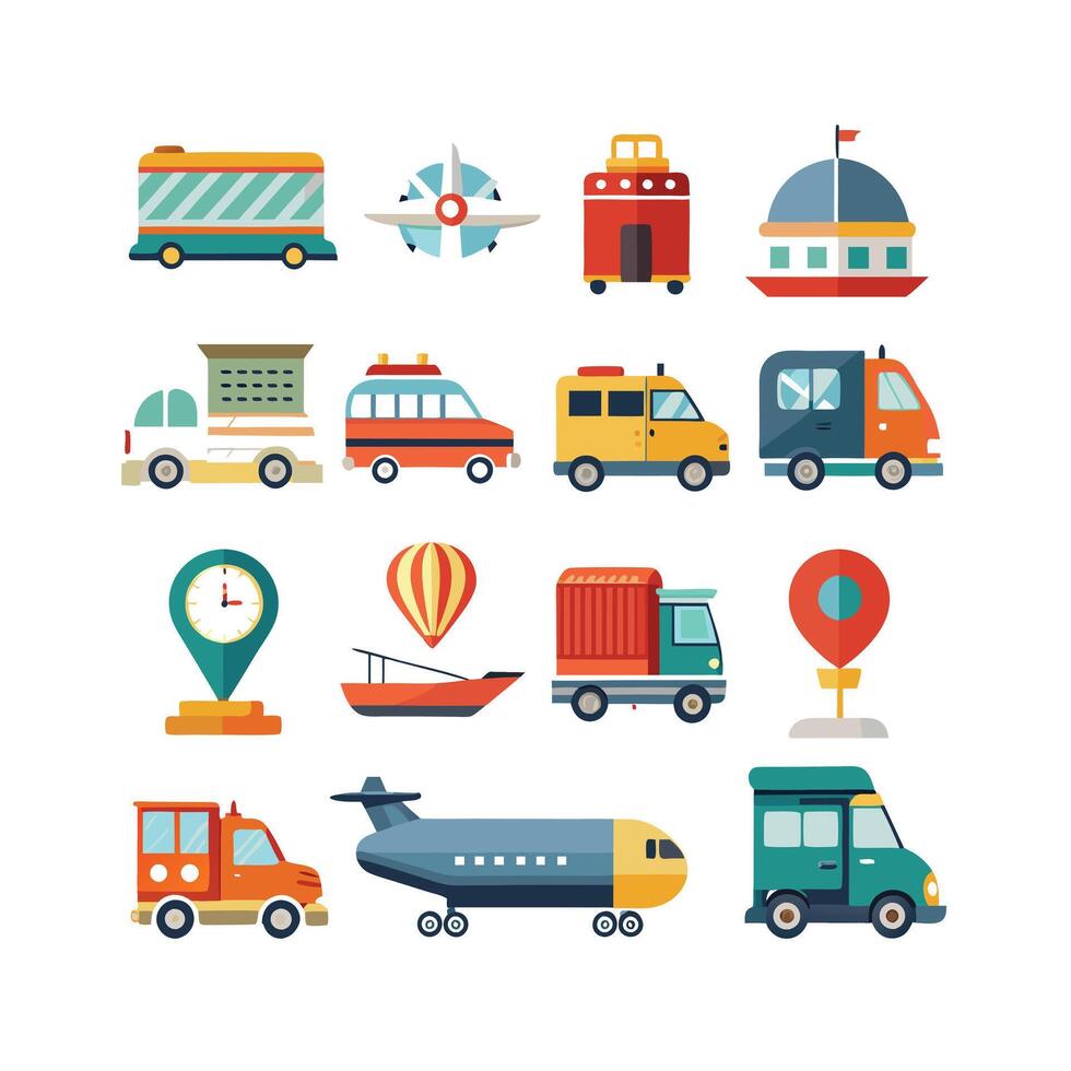 Transportation Icon Set Collection Illustration vector