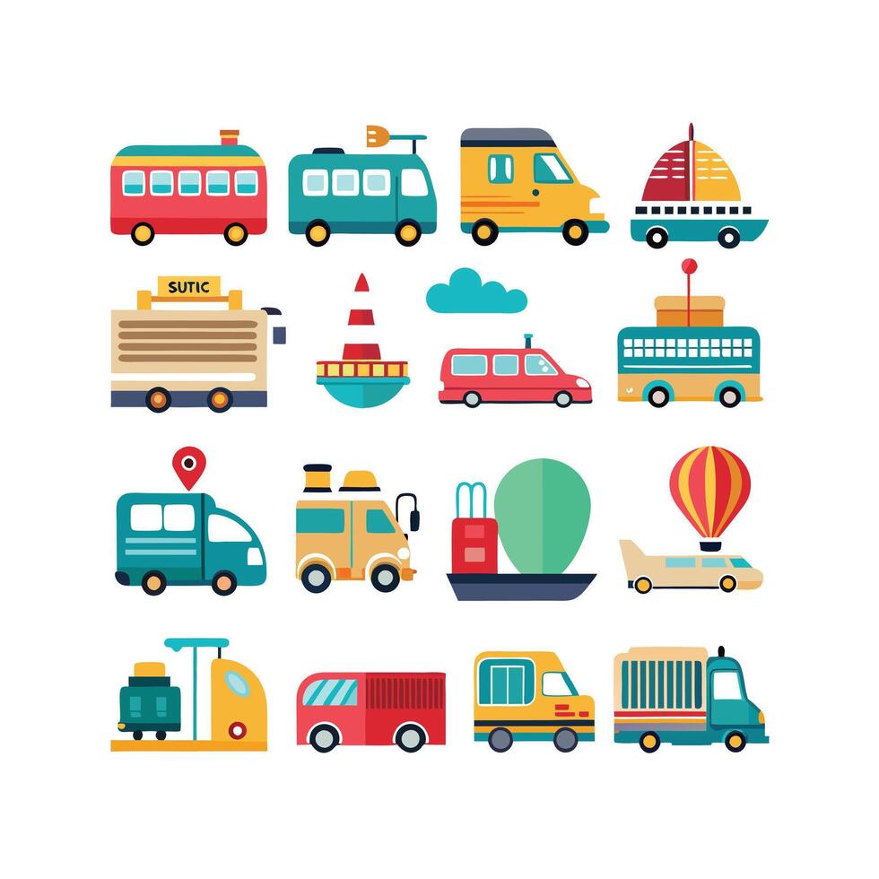 Transportation Icon Set Collection Illustration vector