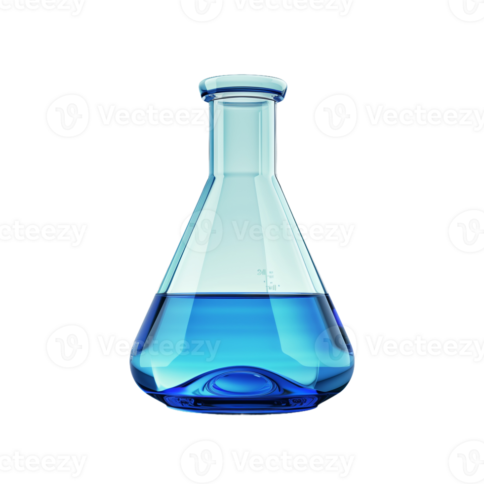 Blue Liquid in Erlenmeyer Flask png
