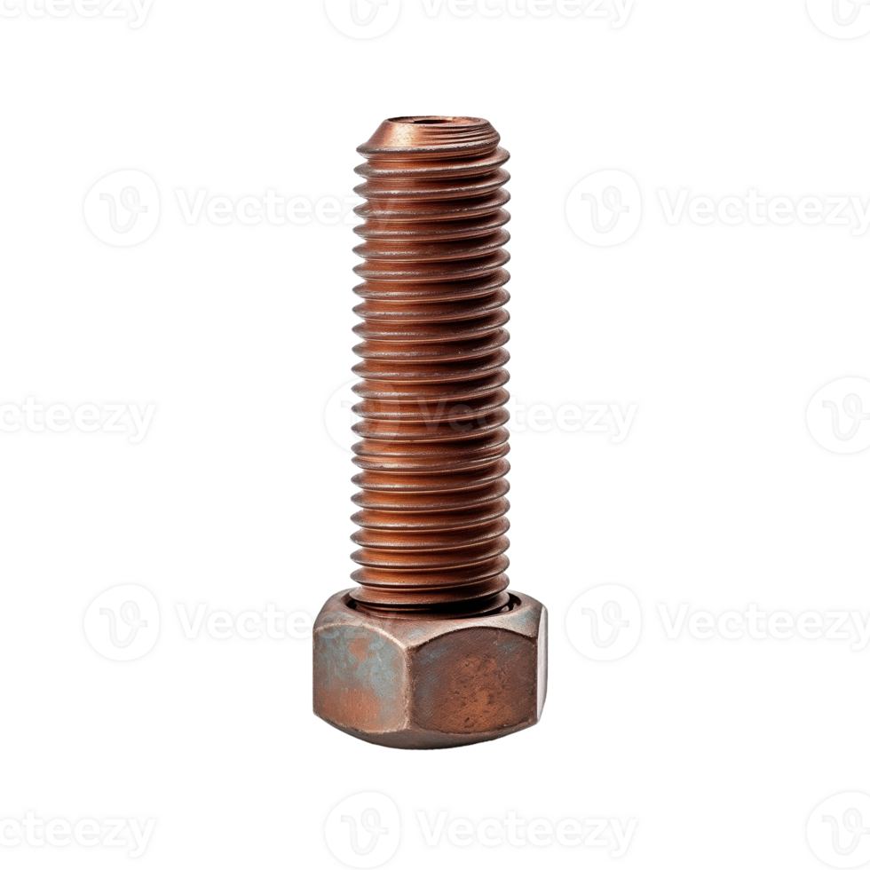 Copper Bolt and Nut on a transparent Background png