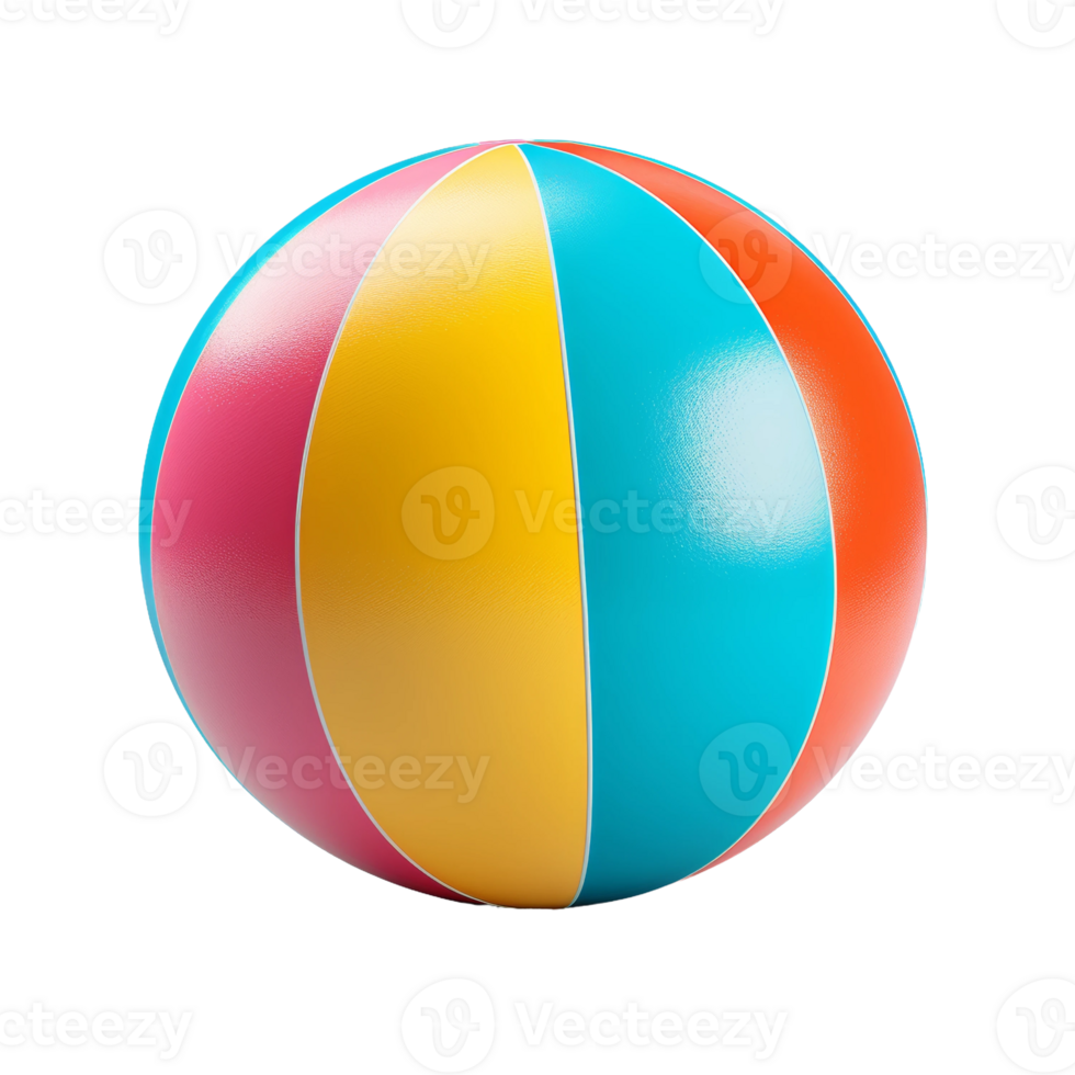 Colorful Striped Beach Ball Isolated on transparent Background png