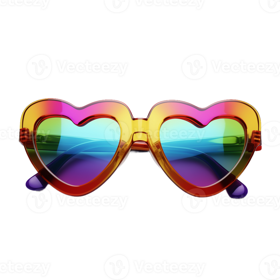 Heart-Shaped Sunglasses with Rainbow Gradient png