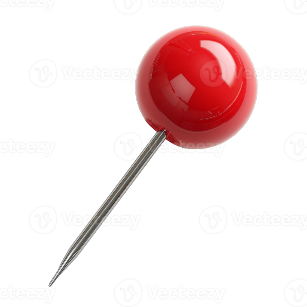 Red Push Pin Isolated on Transparent Background png