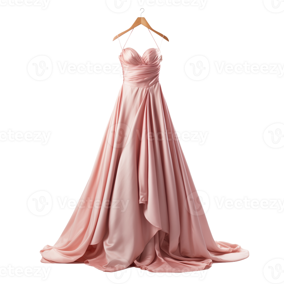 elegant Rosa Satin- Kleid auf ein Aufhänger png