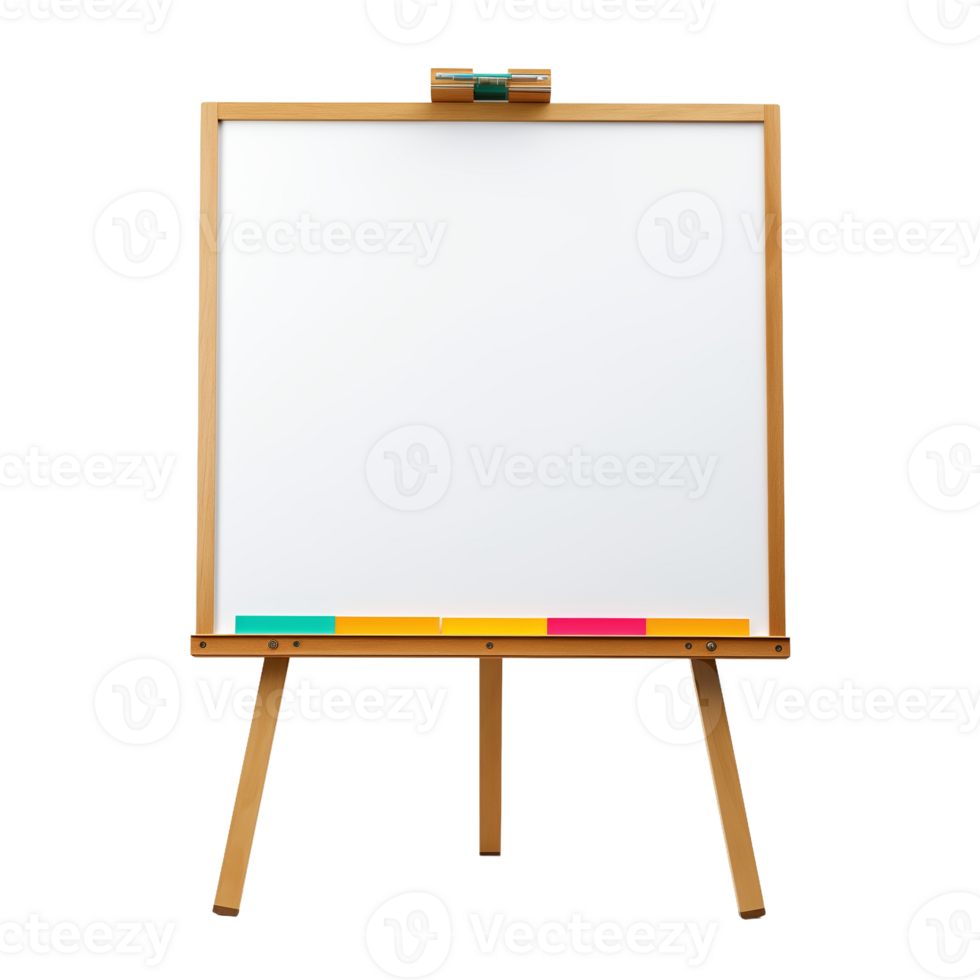 Wooden Easel with Whiteboard on Transparent Background png