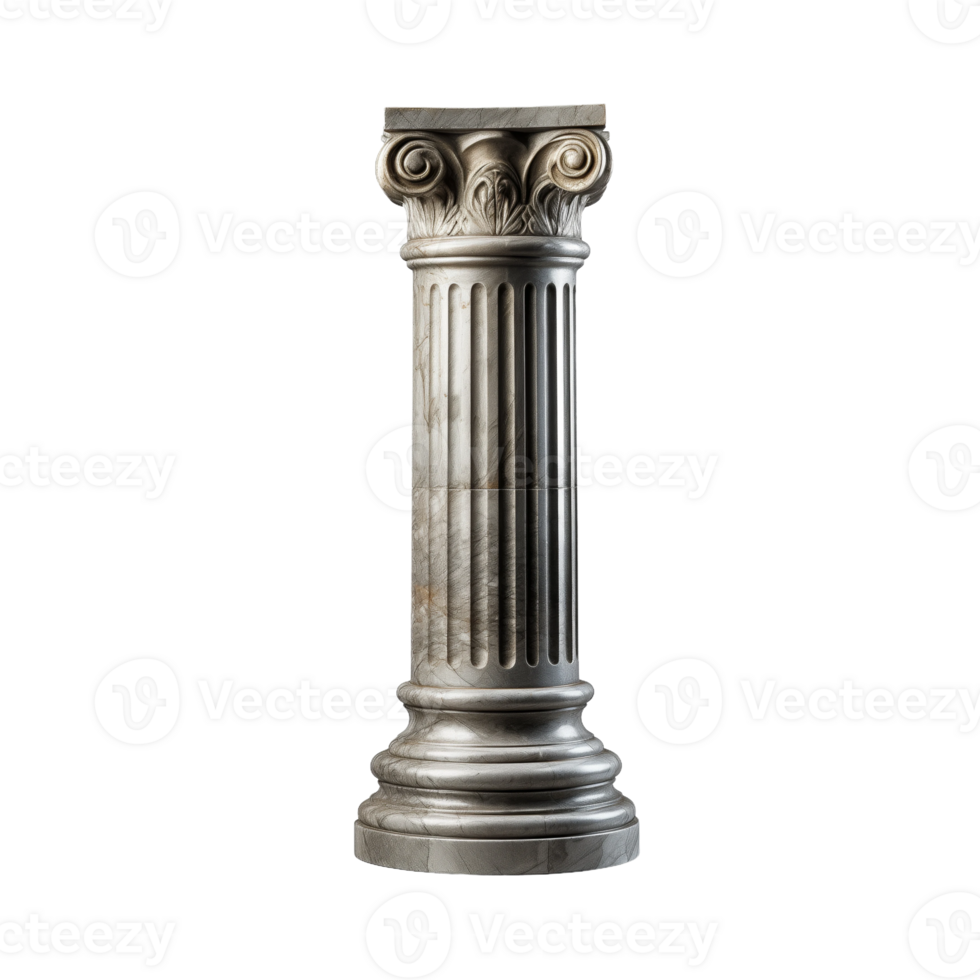 Classical marble column isolated on transparent background png