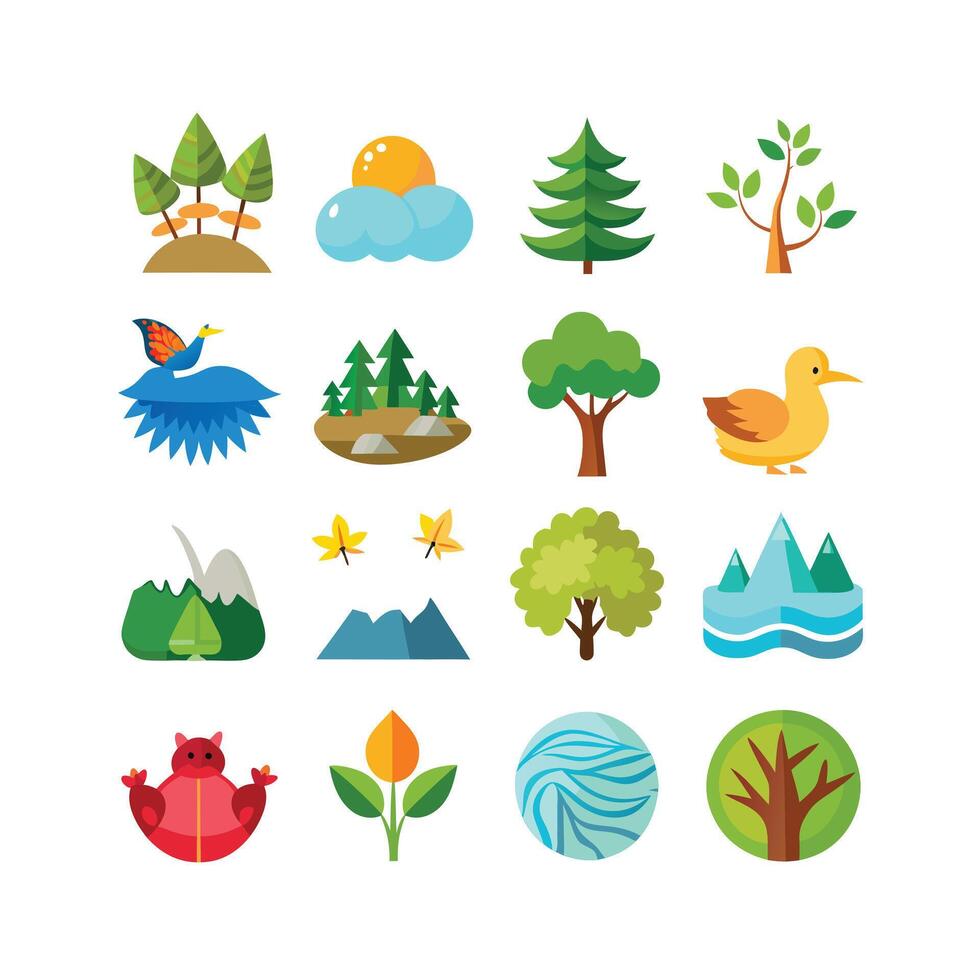 Nature Icon Set Collection Illustration vector