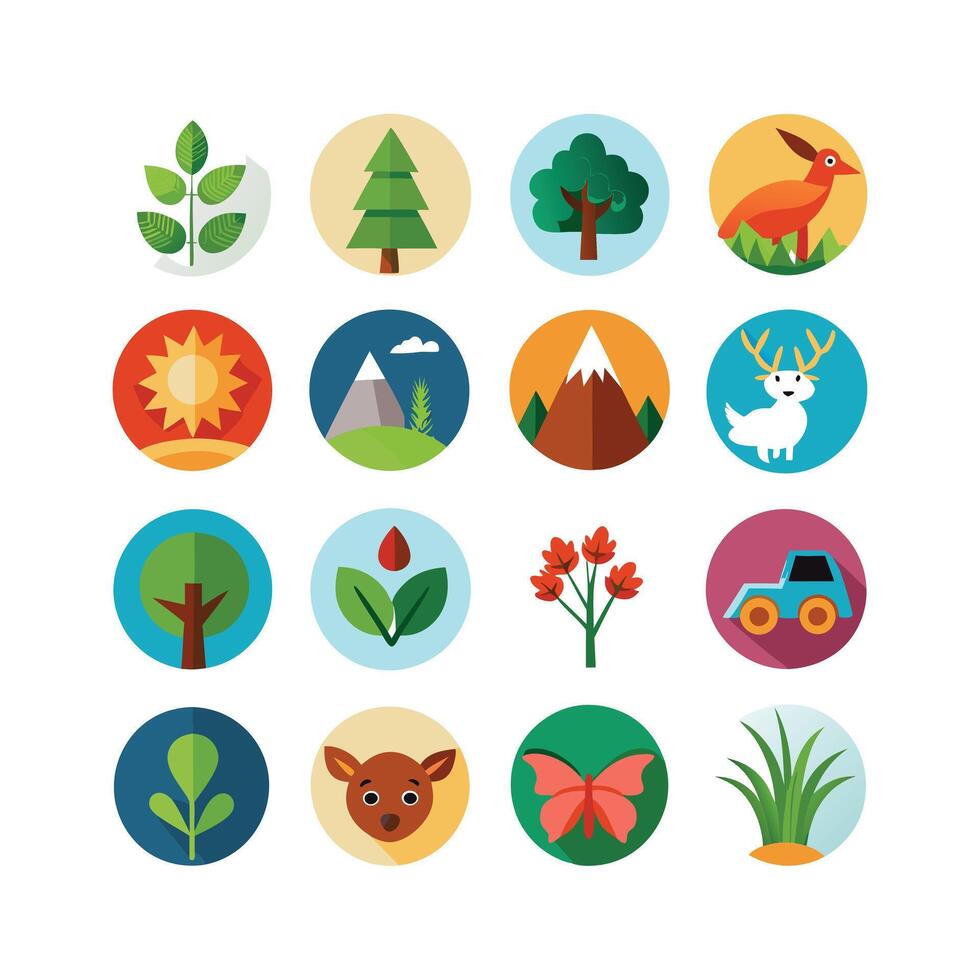 Nature Icon Set Collection Illustration vector