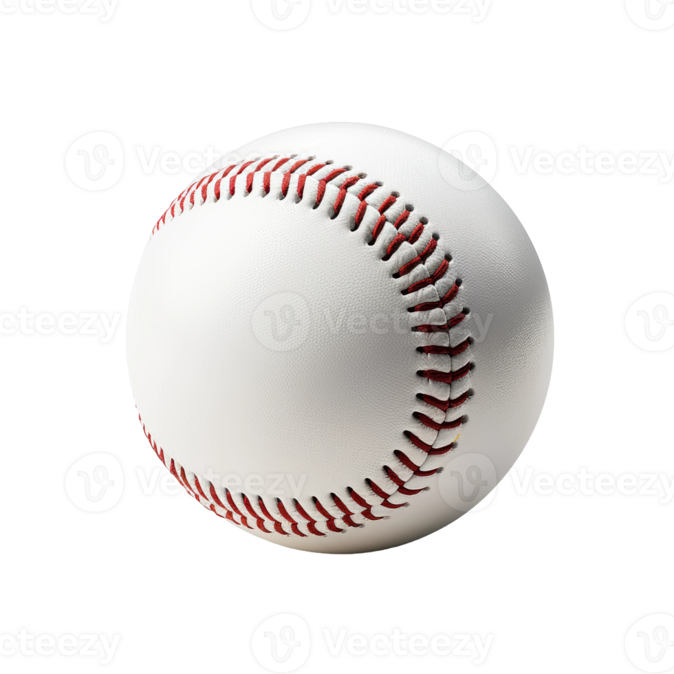 White Baseball with Red Stitching on Transparent Background png