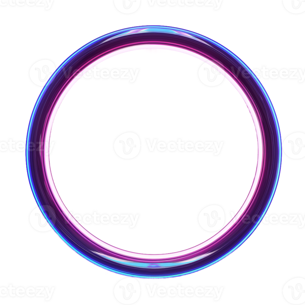 Glowing neon circle light on transparent background png