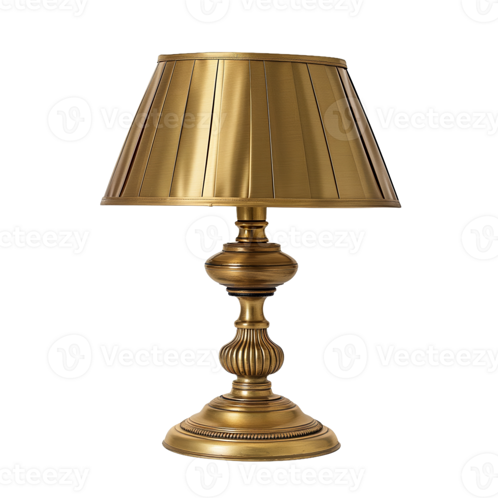 Classic Brass Table Lamp with Pleated Shade png