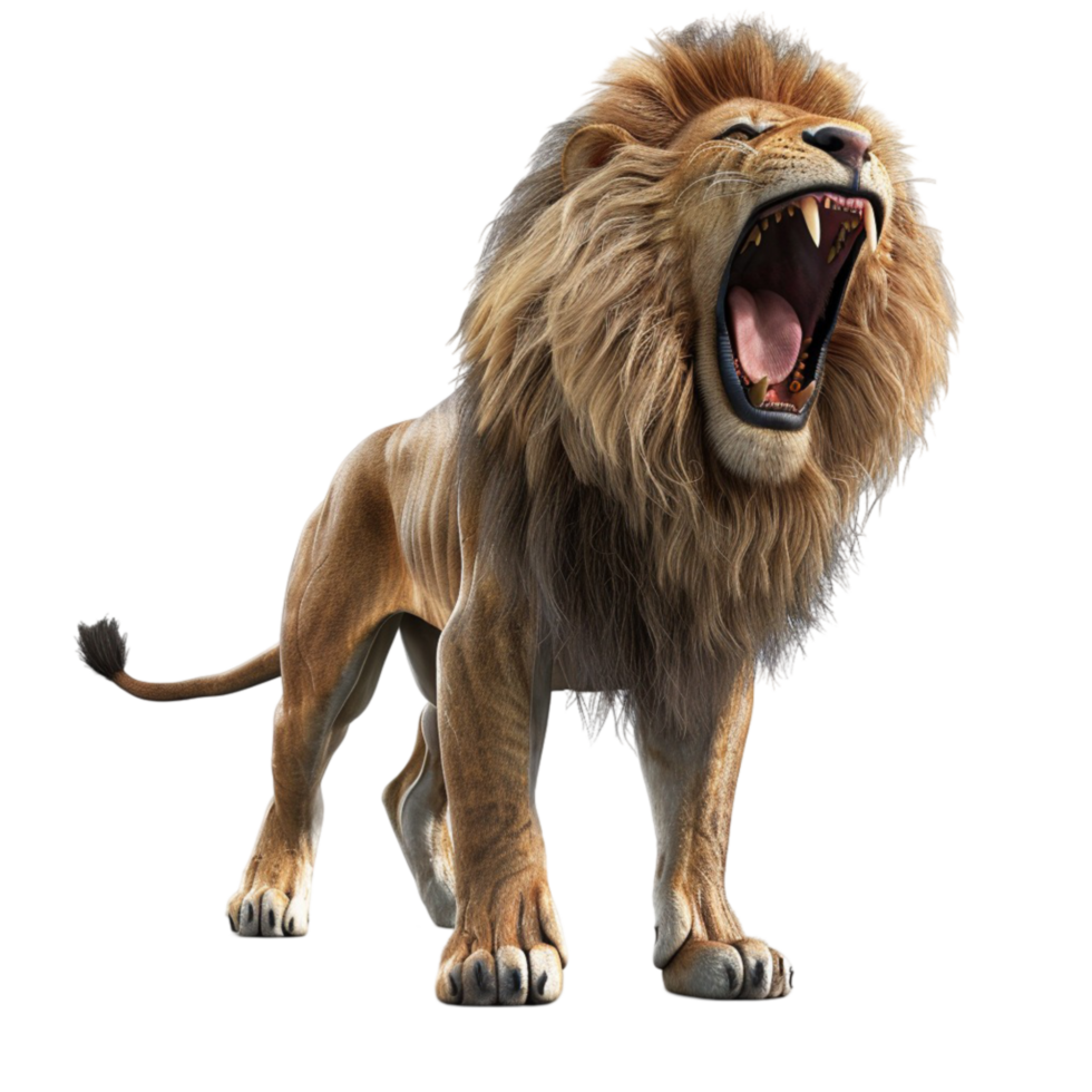 A lion roaring on a transparent background. png