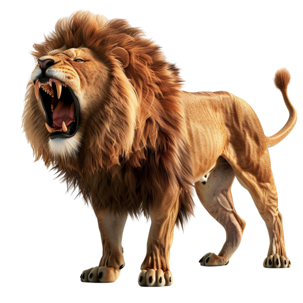Lion roaring on transparent background. png