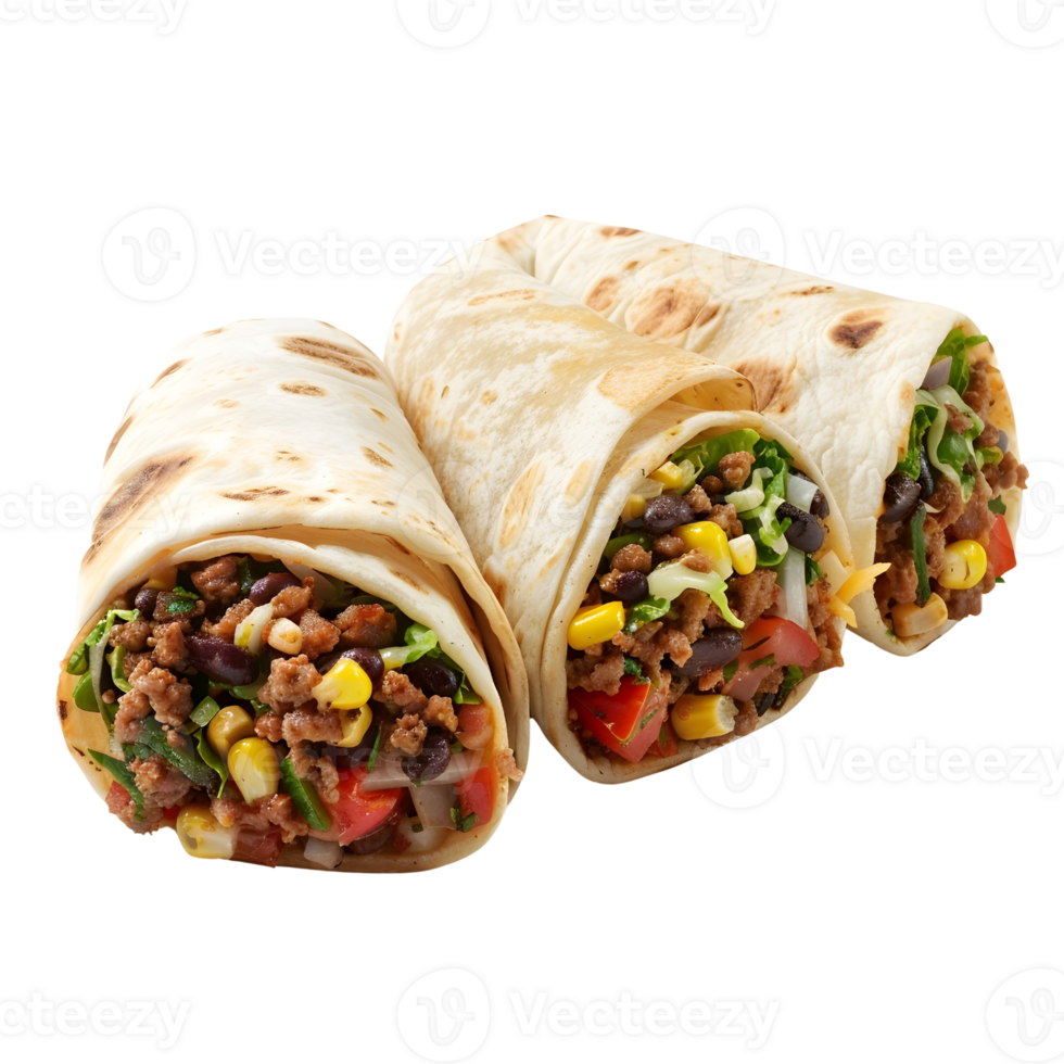 Burrito, isolated, AI-Generated png