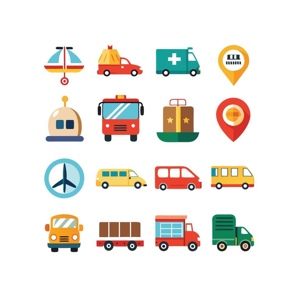 Transportation Icon Set Collection Illustration vector