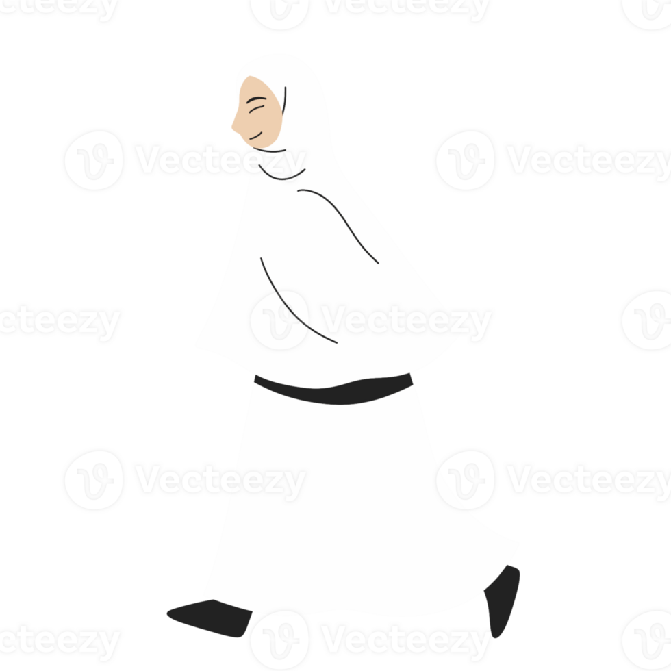 Muslimah walking with ihram hajj png