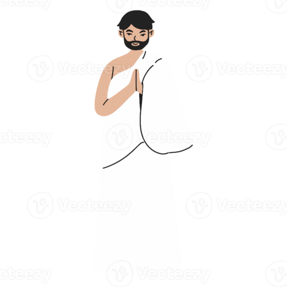 Man wearing ihram hajj illustration png