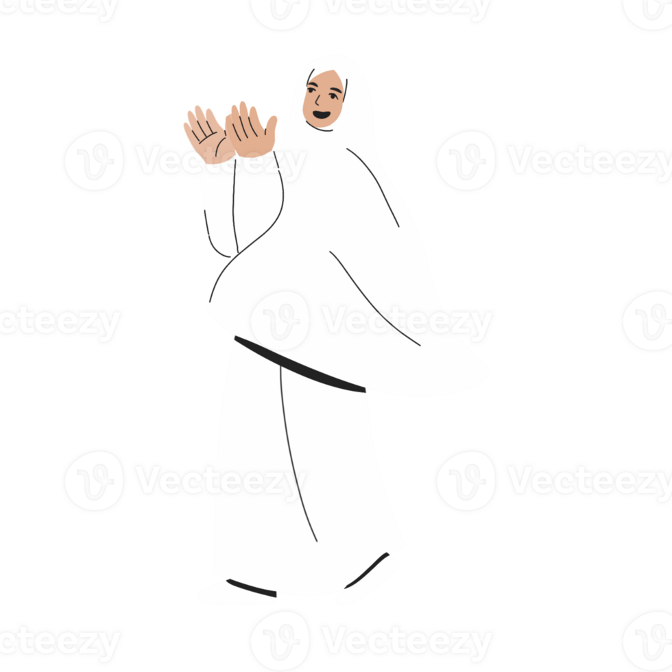 Muslimah doa illustration Hajj png