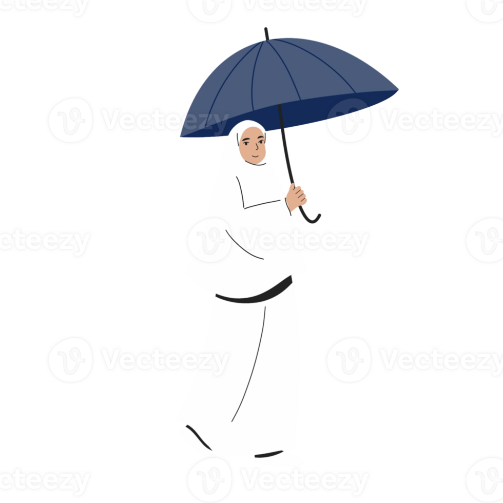 Muslimah hajj with umbrella png