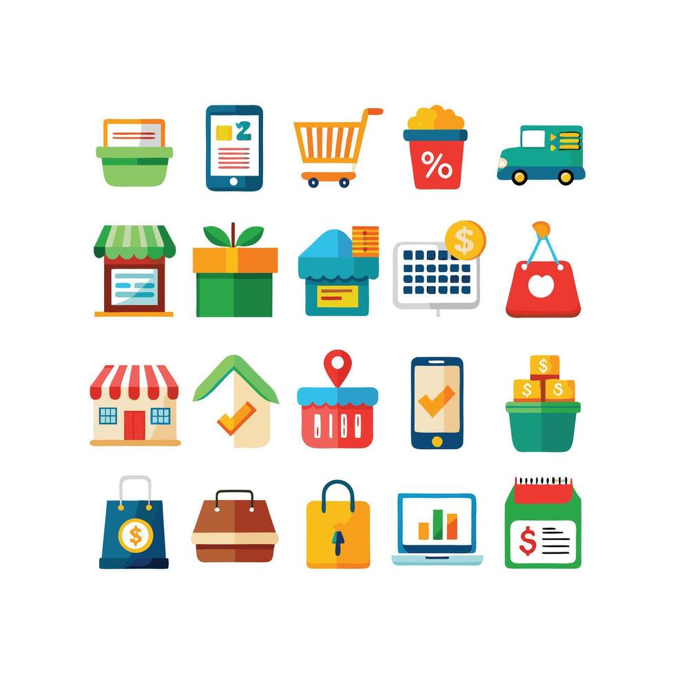 Retail and Shopping Icon Set Collection Illustration vector