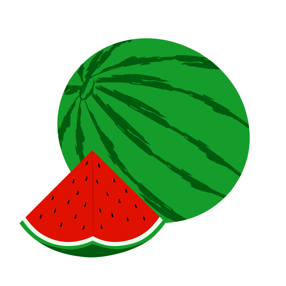 Fresh organic watermelon and small watermelon pieces png