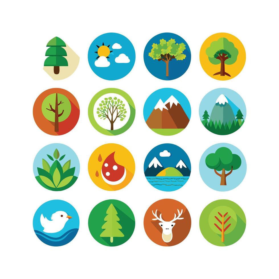 Nature Icon Set Collection Illustration vector