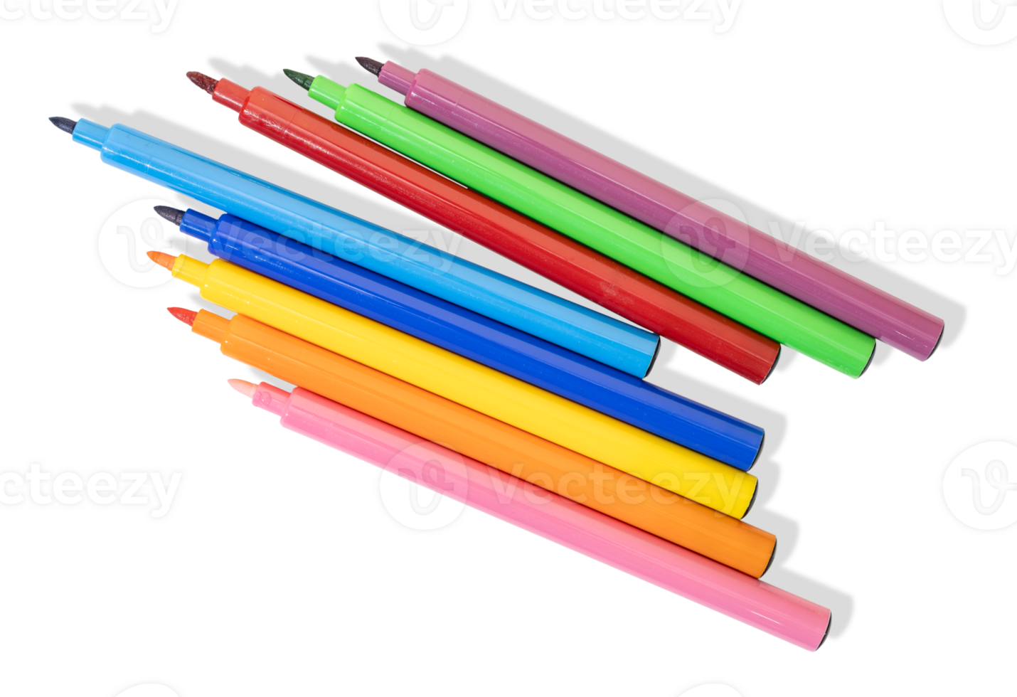 Group of Coloring markers with shadow cut out png