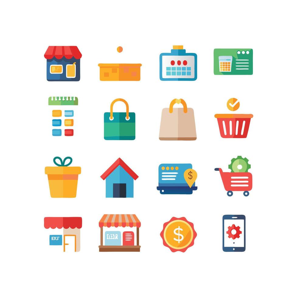 Retail and Shopping Icon Set Collection Illustration vector