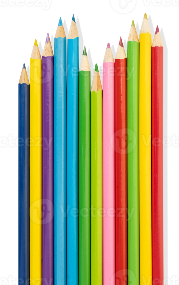 Group of Colored pencils with shadow cut out png
