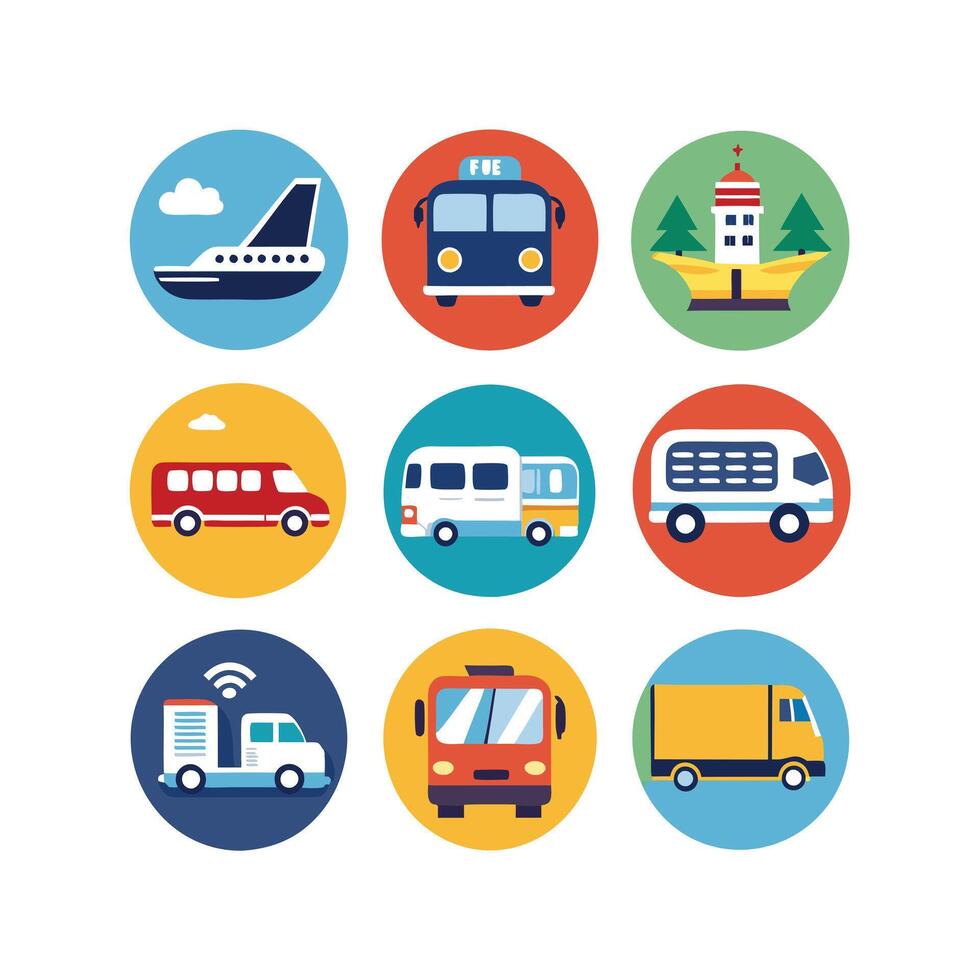 Transportation Icon Set Collection Illustration vector