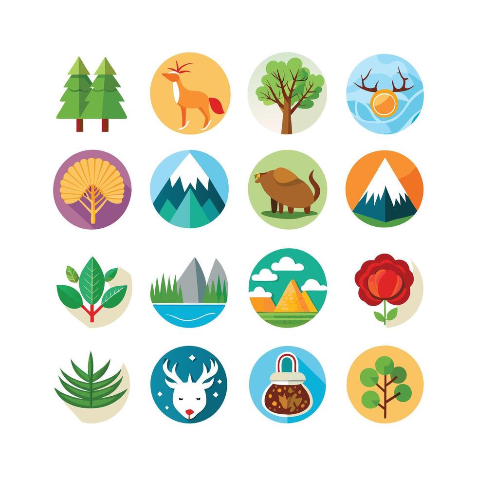 Nature Icon Set Collection Illustration vector