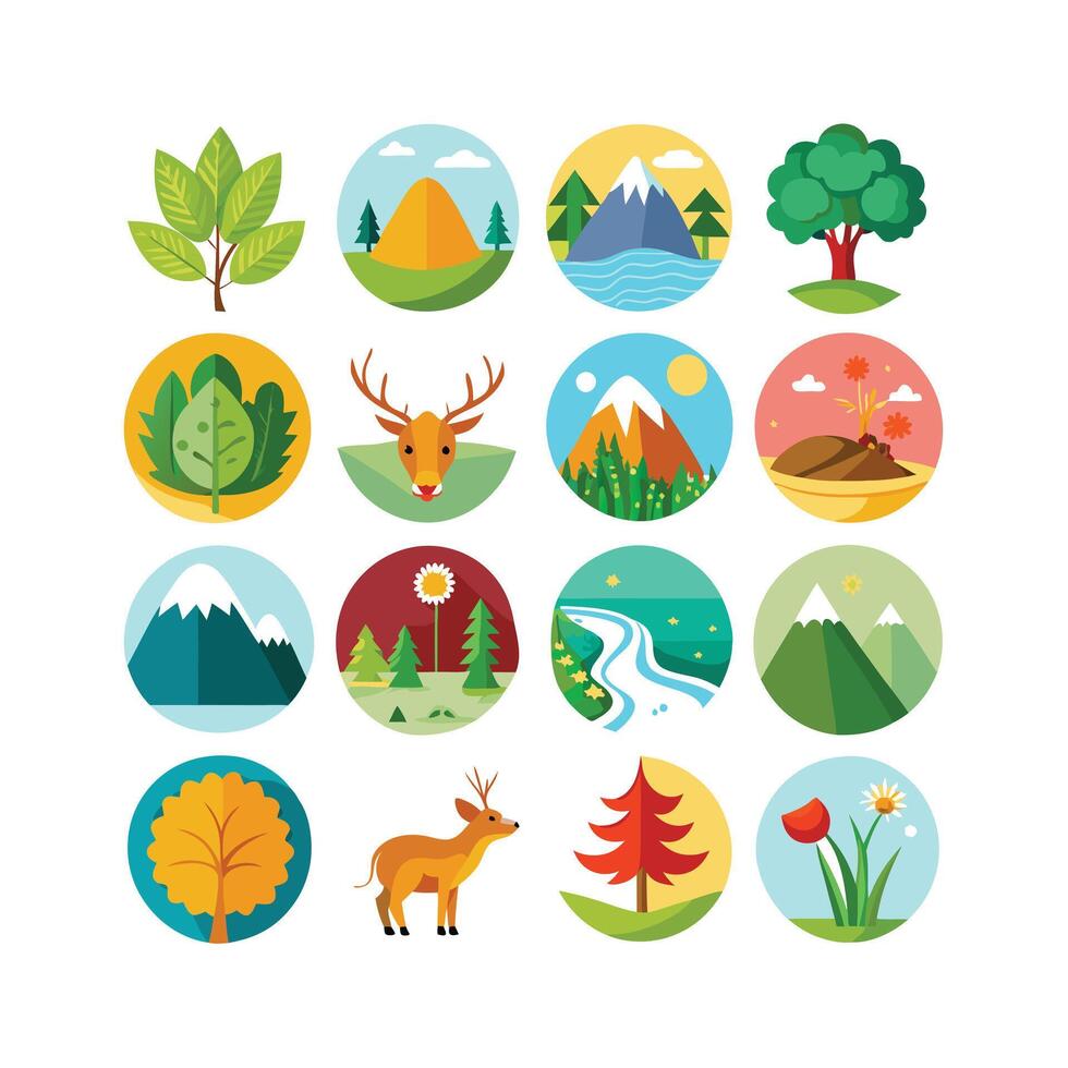 Nature Icon Set Collection Illustration vector