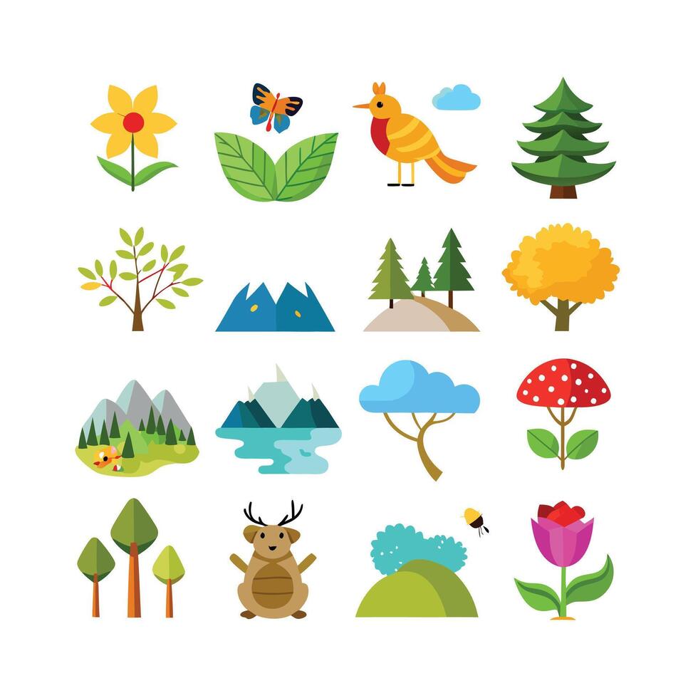 Nature Icon Set Collection Illustration vector