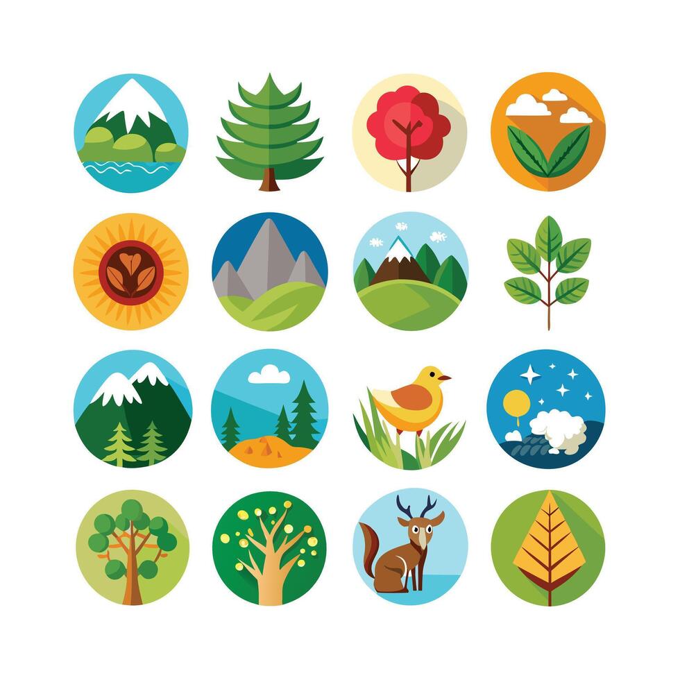Nature Icon Set Collection Illustration vector